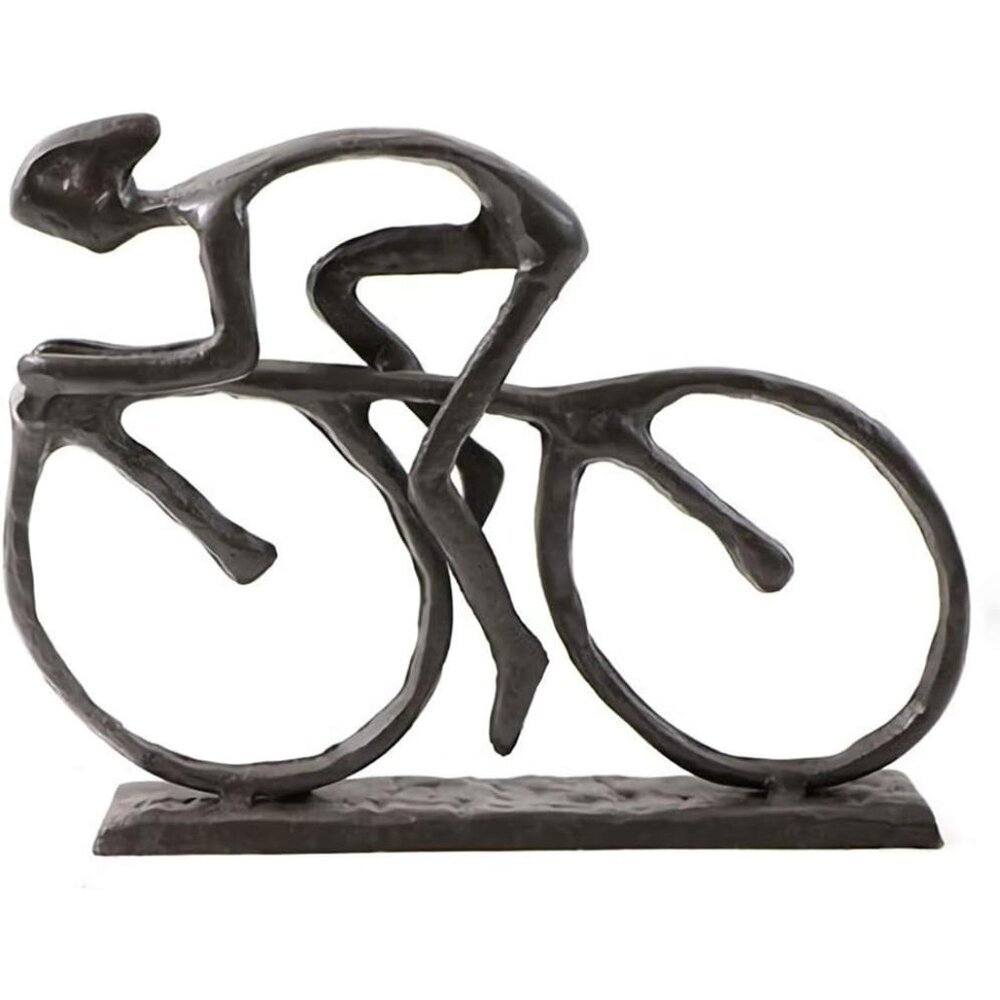 Cast Iron Art Sculpture Home Decoration Statue The Bicycle Enthusiast Figurine